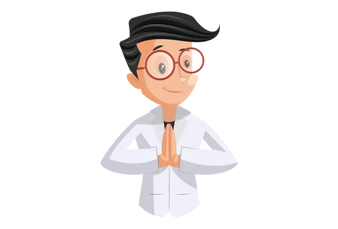 Doctor Welcoming with Namaste Hand Gesture  Illustration