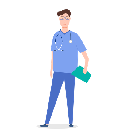 Doctor with clipboard and stethoscope  Illustration