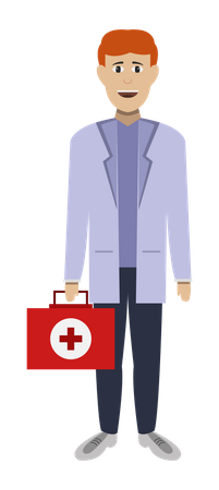 Doctor with First Aid Kit Illustration