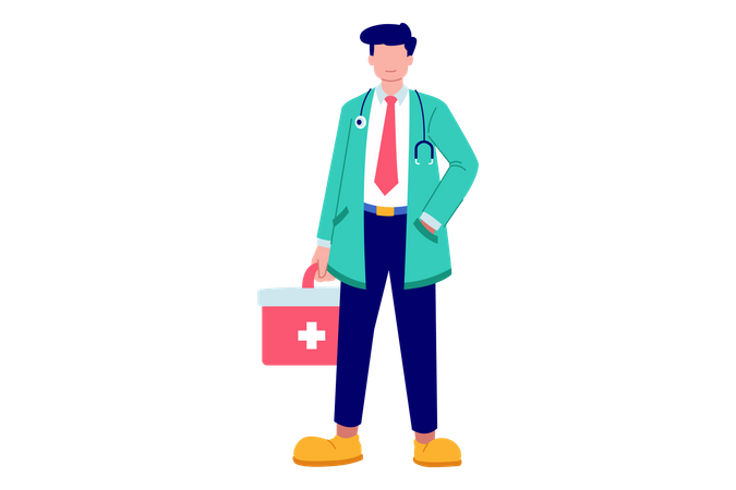 Doctor with first aid kit Illustration