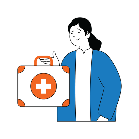 Doctor with first aid kit  Illustration