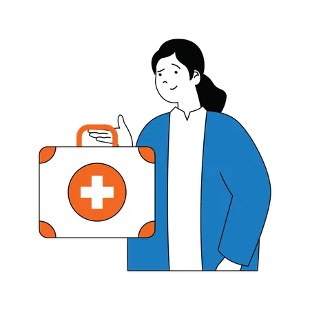 Doctor with first aid kit  Illustration