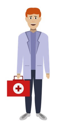 Doctor with First Aid Kit  Illustration