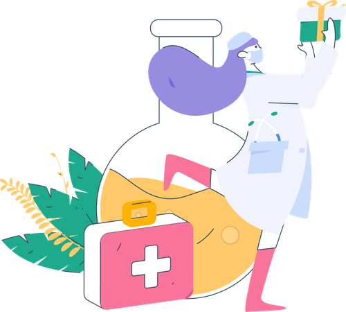Doctor with gift box  Illustration