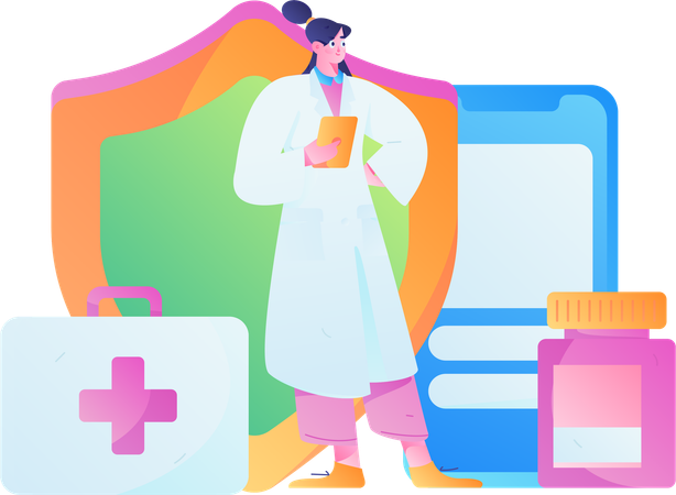 Doctor with health insurance  Illustration