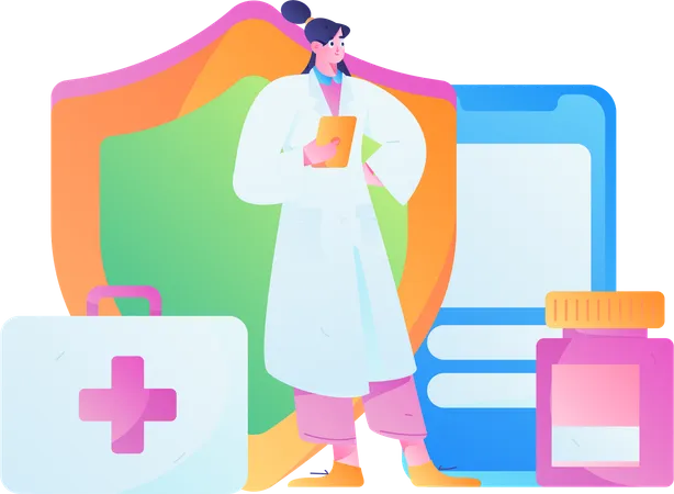 Doctor with health insurance  Illustration