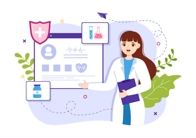 Doctor with health record  Illustration
