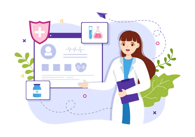 Doctor with health record  Illustration