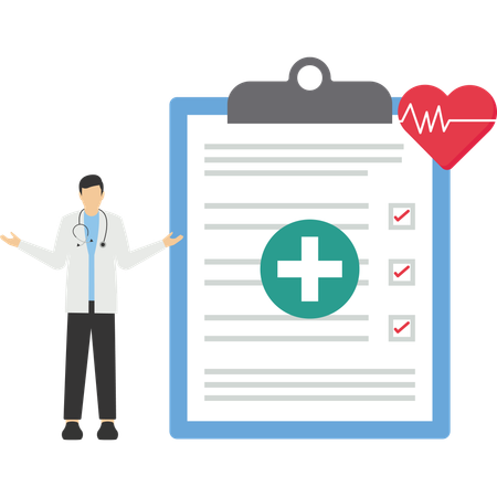 Doctor with health report  Illustration