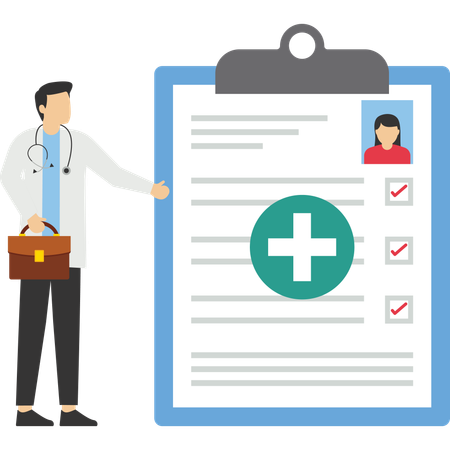 Doctor with health report  Illustration