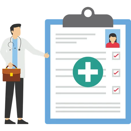 Doctor with health report  Illustration