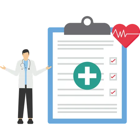 Doctor with health report  Illustration