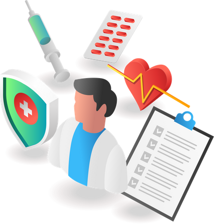 Doctor with healthcare services  Illustration