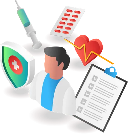Doctor with healthcare services  Illustration