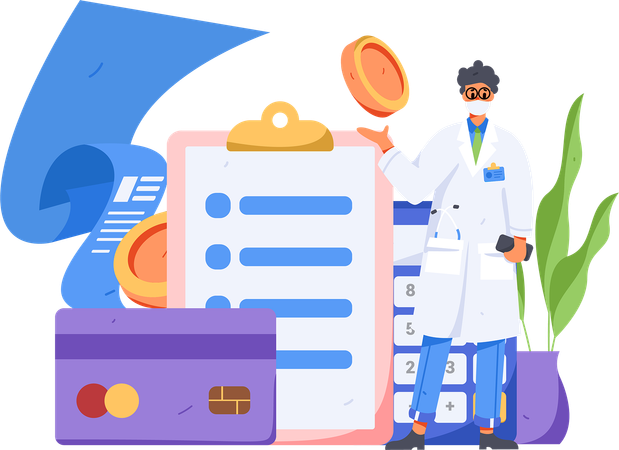 Doctor with hospital bill  Illustration