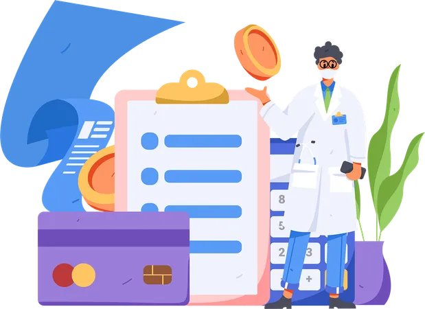 Doctor with hospital bill  Illustration