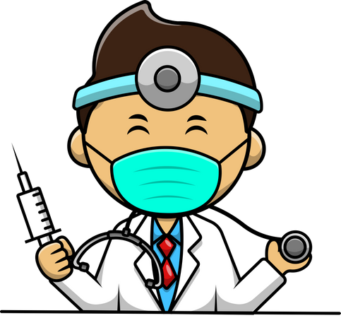 Doctor With Injection And Stethoscope Illustration