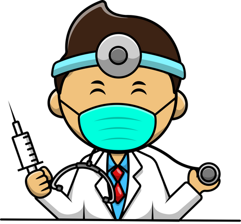 Doctor With Injection And Stethoscope  Illustration