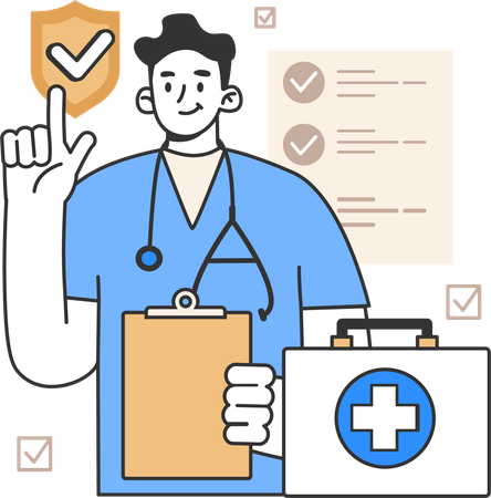 Doctor with Insurance  Illustration