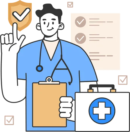 Doctor with Insurance  Illustration
