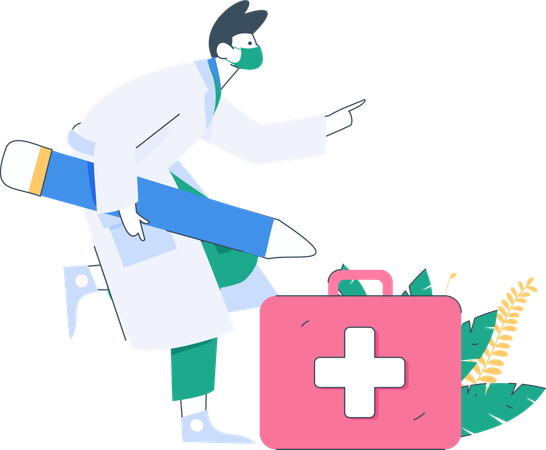Doctor with medical kit  Illustration
