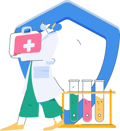 Doctor with medical kit  Illustration