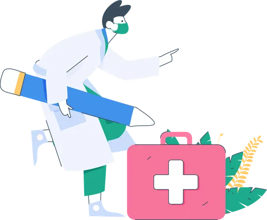 Doctor with medical kit  Illustration