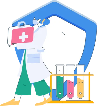 Doctor with medical kit  Illustration