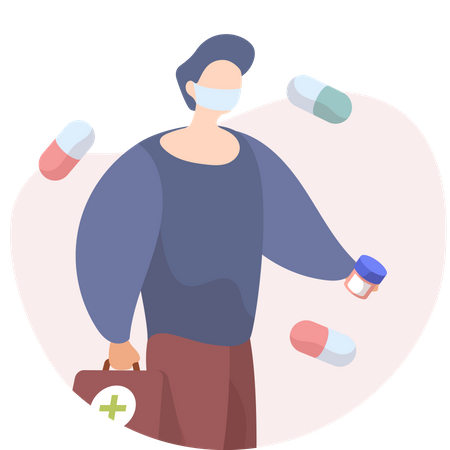 Doctor with medical kit  Illustration