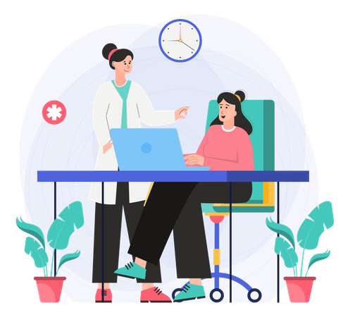 Doctor With Medical Officer  Illustration