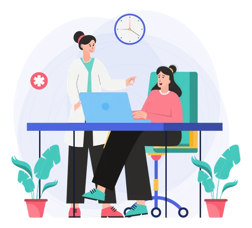 Doctor With Medical Officer  Illustration