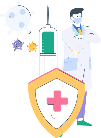 Doctor with medical syringe  Illustration