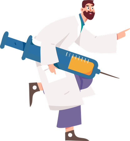 Doctor with medical syringe  Illustration