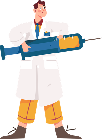 Doctor with medical syringe  Illustration