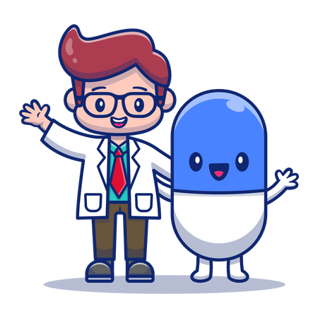 Doctor with medicines Illustration