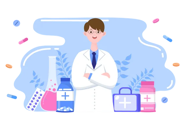 Doctor with medicines  Illustration