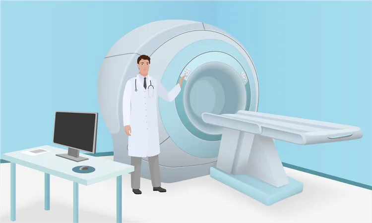 Doctor with mri machine  Illustration