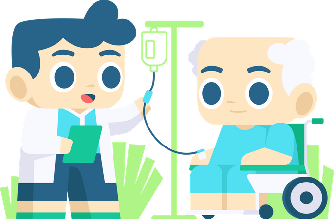 Doctor with old aged patient  Illustration