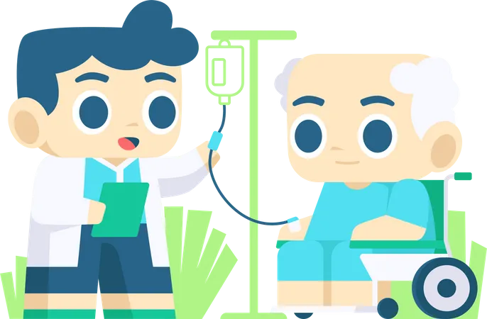 Doctor with old aged patient  Illustration