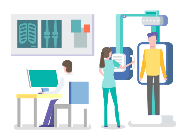 Doctor with patient healthcare hospital radiology  Illustration