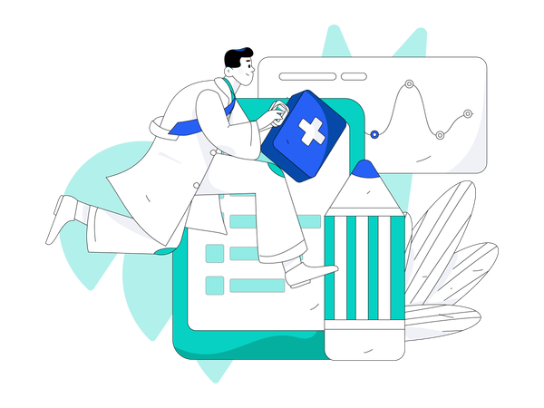 Doctor with patient report  Illustration
