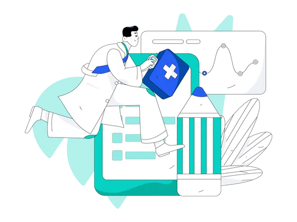 Doctor with patient report  Illustration