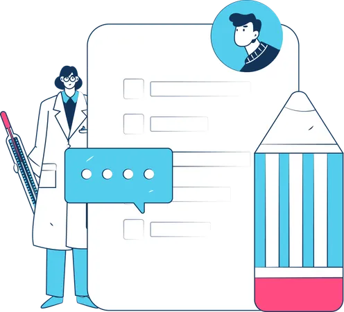 Doctor with patient report  Illustration