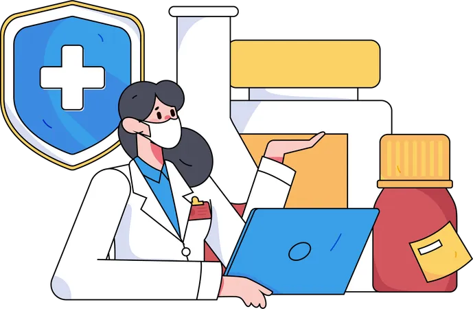 Doctor with patient report  Illustration