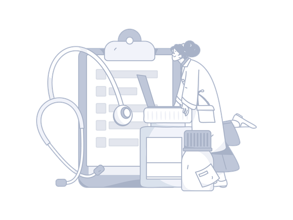 Doctor with reports  Illustration