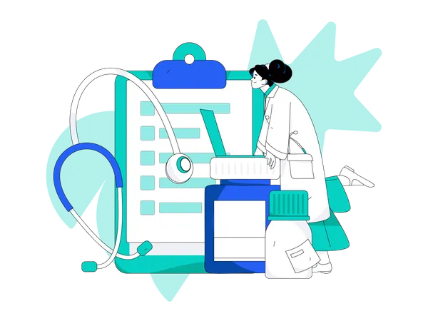 Doctor with reports  Illustration