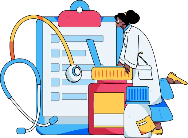 Doctor with reports  Illustration