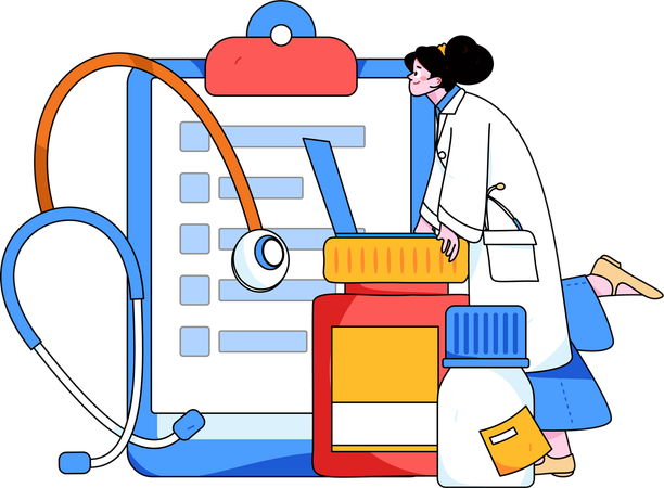 Doctor with reports  Illustration