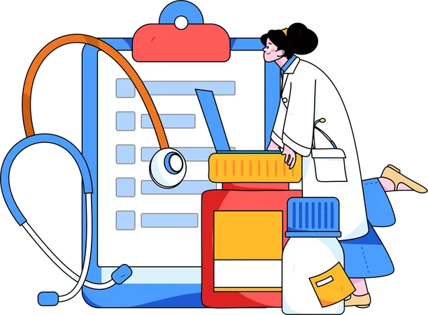 Doctor with reports  Illustration