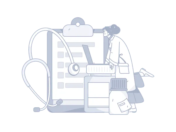 Doctor with reports  Illustration